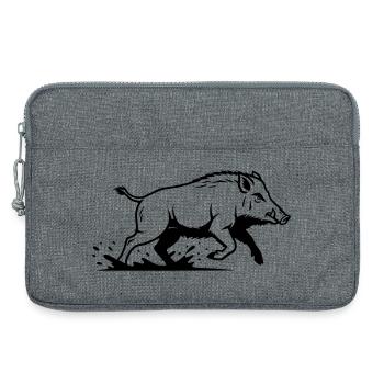 Wild Boar Running Hunting Nature Vector - Laptop bag 13" - heather grey - Front