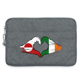 Drapeau du Groenland Irlande Mains Forme de cœur utilisé - Sacoche pour ordinateur portable 13 pouces - gris chiné - Devant
