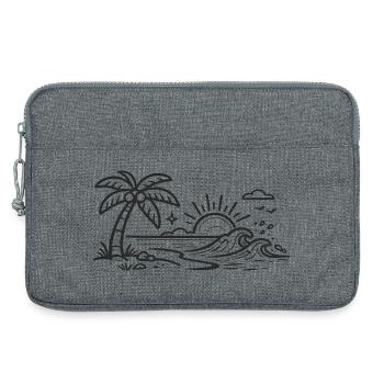Tropenpalmenwellen-Linienkunst - Laptoptasche 13" - Grau meliert - Vorne