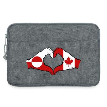 Drapeau du Canada Groenland, Mains en forme de cœur - Sacoche pour ordinateur portable 13 pouces - gris chiné - Devant