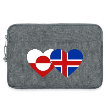 Drapeau du Groenland Danemark Cœur - Sacoche pour ordinateur portable 13 pouces - gris chiné - Devant