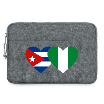 Drapeau du Nigeria Drapeau du cœur du Cuba - Sacoche pour ordinateur portable 13 pouces - gris chiné - Devant