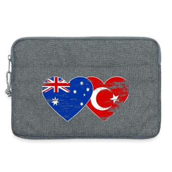Cœur du drapeau de la Turquie australien utilisé - Sacoche pour ordinateur portable 13 pouces - gris chiné - Devant