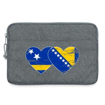 Curacao_Bosnien_Flagge_Herz_used - Sacoche pour ordinateur portable 13 pouces - gris chiné - Devant