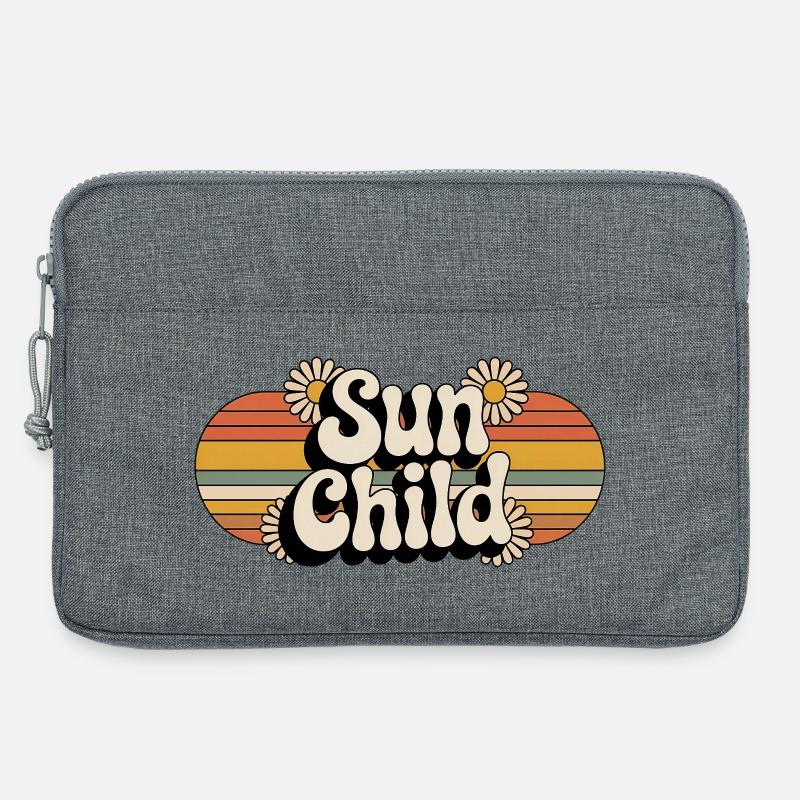 Sonnenkind Retrodesign 70er 80er Jahre - Laptoptasche 13" - Grau meliert