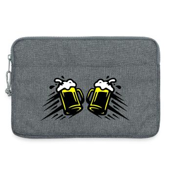 Bier Bierglas Anstoßen Symbol - Laptoptasche 13" - Grau meliert - Vorne