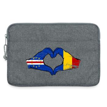Drapeau du Cap-Vert Roumanie en forme de cœur utilisé - Sacoche pour ordinateur portable 13 pouces - gris chiné - Devant