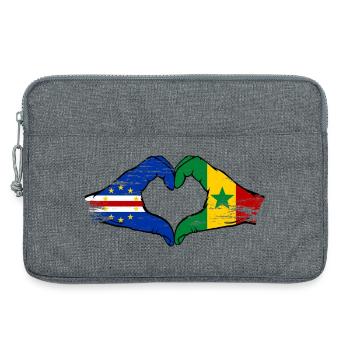 Mains du drapeau du Sénégal du Cap-Vert en forme de cœur utilisées - Sacoche pour ordinateur portable 13 pouces - gris chiné - Devant