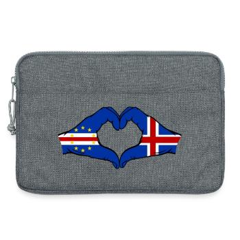 Drapeau de l’île du Cap-Vert en forme de cœur - Sacoche pour ordinateur portable 13 pouces - gris chiné - Devant