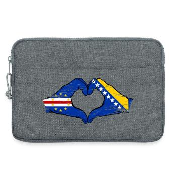 Kap Verde Bosnien Flagge Hände Herzform used - Laptoptasche 13" - Grau meliert - Vorne