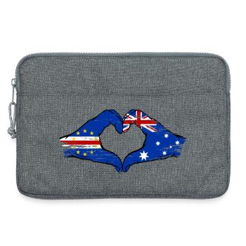 Mains du drapeau australien du Cap-Vert en forme de cœur utilisées - Sacoche pour ordinateur portable 13 pouces - gris chiné - Devant