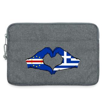 Kap Verde Griechenland Flagge Hände Herzform  - Laptoptasche 13" - Grau meliert - Vorne