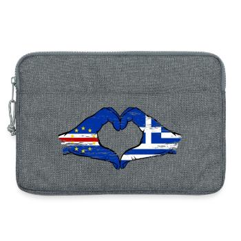 Kap Verde Griechenland Flagge Hände Herzform used - Laptoptasche 13" - Grau meliert - Vorne