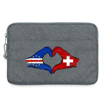Kap Verde Schweiz Flagge Hände Herzform used - Laptoptasche 13" - Grau meliert - Vorne