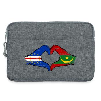 Drapeau du Cap-Vert Mauritanie Mains en forme de cœur - Sacoche pour ordinateur portable 13 pouces - gris chiné - Devant