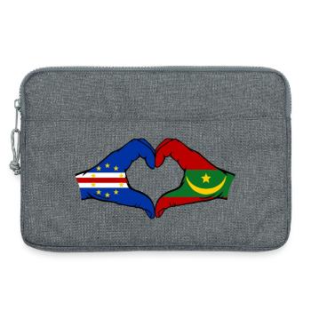 Cape Verde Mauritania Flag Hands Heart Shape - Laptop bag 13" - heather grey - Front