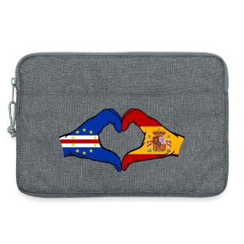 Cape Verde Spain Flag Hands Heart Shape - Laptop bag 13" - heather grey - Front
