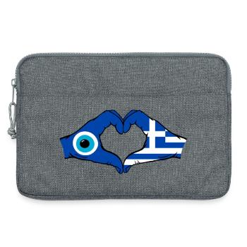 Drapeau Nazar de la Grèce Mains en forme de cœur - Sacoche pour ordinateur portable 13 pouces - gris chiné - Devant