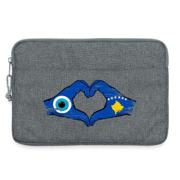 Mains du drapeau du Kosovo Nazar en forme de cœur utilisées - Sacoche pour ordinateur portable 13 pouces - gris chiné - Devant