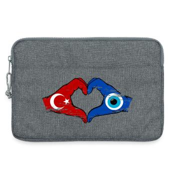 Nazar de Dinde Flagge_Hände forme de cœur utilisée - Sacoche pour ordinateur portable 13 pouces - gris chiné - Devant
