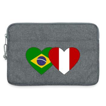 Drapeau du Brésil Pérou Mains en forme de cœur utilisé - Sacoche pour ordinateur portable 13 pouces - gris chiné - Devant