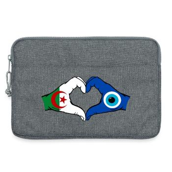 Algérie Nazar Drapeau Mains Forme de cœur - Sacoche pour ordinateur portable 13 pouces - gris chiné - Devant
