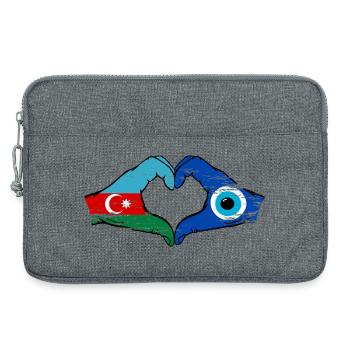 Drapeau du nazar Azerbaïdjanais en forme de cœur utilisé - Sacoche pour ordinateur portable 13 pouces - gris chiné - Devant
