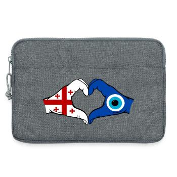 Drapeau du Georgia Nazar Mains en forme de cœur - Sacoche pour ordinateur portable 13 pouces - gris chiné - Devant