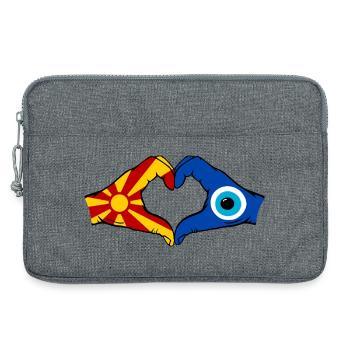 Drapeau de Nazar de Macédoine Mains Forme de cœur - Sacoche pour ordinateur portable 13 pouces - gris chiné - Devant