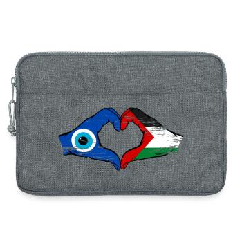 Palestine Nazar Flag Hands Heart Shape Used - Laptop bag 13" - heather grey - Front