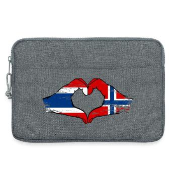 Thailand Schweden Flagge Hände Herzform used look - Laptoptasche 13" - Grau meliert - Vorne