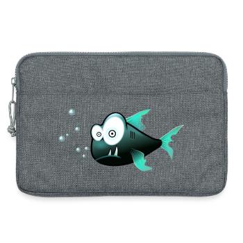 Poisson avec requin cartoon dents - Sacoche pour ordinateur portable 13 pouces - gris chiné - Devant