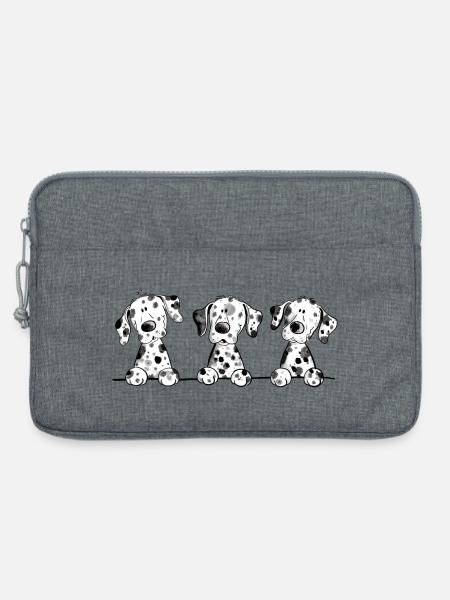 Witzige Dalmatiner Hunde Welpen Comic Geschenk - Laptoptasche 13" - Grau meliert