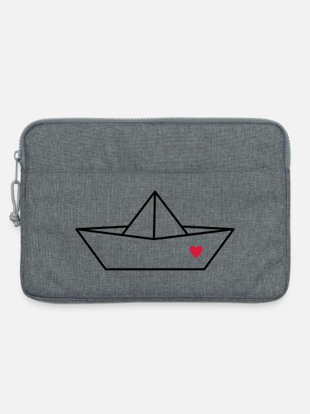 Boot Papier Schiff Herz I Hafen Liebe Geschenk - Laptoptasche 13" - Grau meliert