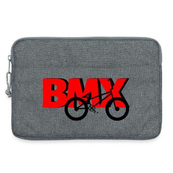 BMX Rider Shirt – Cooles Bike Motiv - Laptoptasche 13" - Grau meliert - Vorne