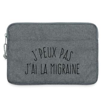 J'peux pas j'ai la migraine - Humour Excuse - Sacoche pour ordinateur portable 13 pouces - gris chiné - Devant