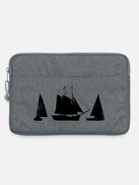 Segelboot Skizze - Laptoptasche 13" - Grau meliert