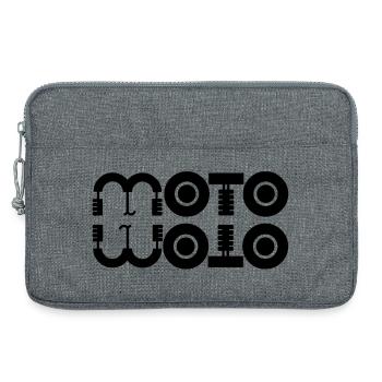 moto, fan de moto, logo moto, motard - Sacoche pour ordinateur portable 13 pouces - gris chiné - Devant