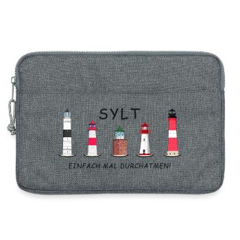 Sylt, Respirez profondément, Phares de Sylt - Sacoche pour ordinateur portable 13 pouces - gris chiné - Devant