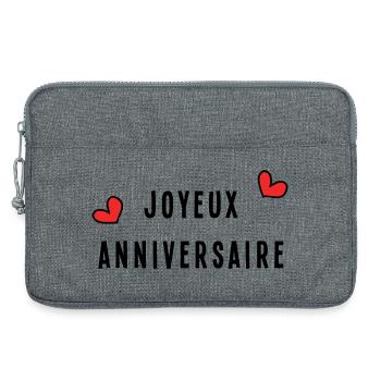 JOYEUX ANNIVERSAIRE. HAPPY BIRTHDAY. ANNIVERSAIRE. - Sacoche pour ordinateur portable 13 pouces - gris chiné - Devant