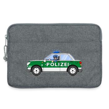 Voiture de police avec policier vert et argent - Sacoche pour ordinateur portable 13 pouces - gris chiné - Devant