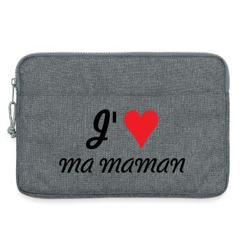 J'aime ma maman - Fête des Mères - Sacoche pour ordinateur portable 13 pouces - gris chiné - Devant