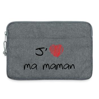 J'aime ma maman - Fête des Mères - Sacoche pour ordinateur portable 13 pouces - gris chiné - Devant