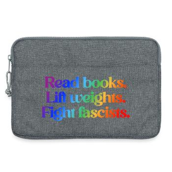 Read books. Lift weights. Fight fascists. - Laptoptasche 13" - Grau meliert - Vorne