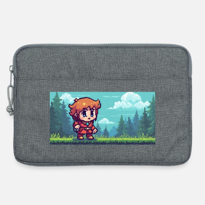 Pixelheld im Waldabenteuer Gaming Szene - Laptoptasche 13" - Grau meliert