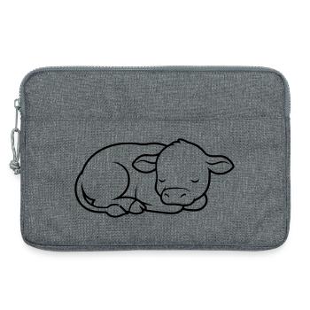 Sleeping Calf Cow Baby Cute - Laptop bag 13" - heather grey - Front
