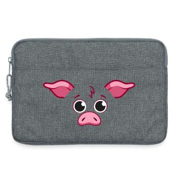 Cute Pig Face Minimalist Pink Animal Art - Laptop bag 13" - heather grey - Front