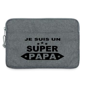 Je suis un super papa - Sacoche pour ordinateur portable 13 pouces - gris chiné - Devant