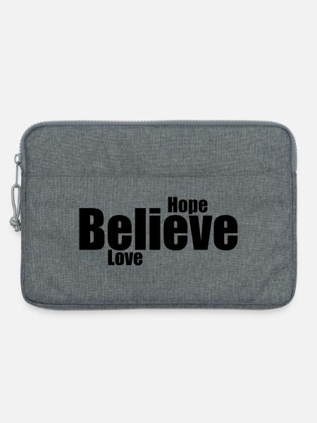 Glauben Liebe und Hoffnung Typo-Design - Laptoptasche 13" - Grau meliert