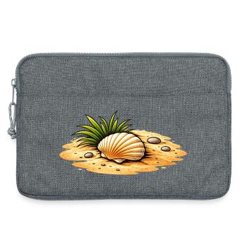 Seashell Beach Illustration Maritime Coastal Motif - Laptop bag 13" - heather grey - Front